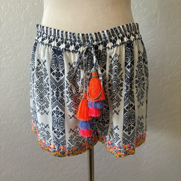 Rococo Sand REVOLVE Boho Silk Tassel Shorts Embroidered Small Resortwear - Picture 3 of 13